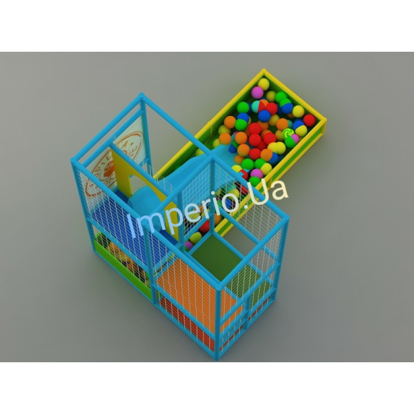 Мини игровой лабиринт на две ячейки с горкой и сухим бассейном.